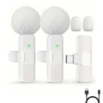 Безжичен микрофон - Lavalier x 2- Type C - Бел