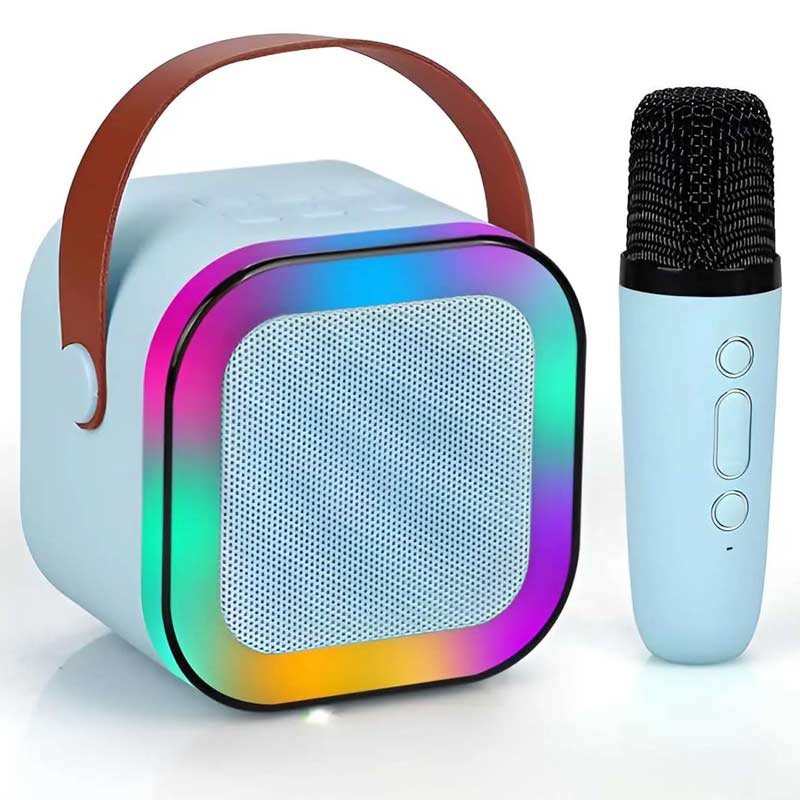 zvucnik-blutut-karaoke-mikrofon-bezzicen-bez-zica-kabel-zvuk-bluetooth-blutu-blutut-bluton-bezzicen-bez-zica-ton-glas-zvuk-telefon-micro-sd-karticka-aux-kabel-1221 Безжичен караоке звучник - K12 - син