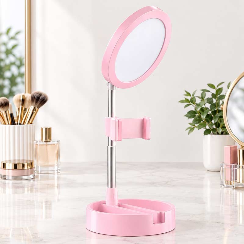 led-svetlo-sminka-makeup-osvetluvanje-stalak-stalka-telefon-drzac-tripod-tiktok-instagram-fb-socijalni-mrezi-soc-mreza-video-photo-foto-fotografija-striming-1 Кружна Лед Светилка - Desktop Beauty Fill Light