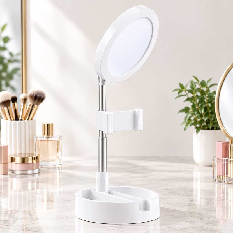 led-svetlo-sminka-makeup-osvetluvanje-stalak-stalka-telefon-drzac-tripod-tiktok-instagram-fb-socijalni-mrezi-soc-mreza-video-photo-foto-fotografija-striming-2 Кружна Лед Светилка - Desktop Beauty Fill Light
