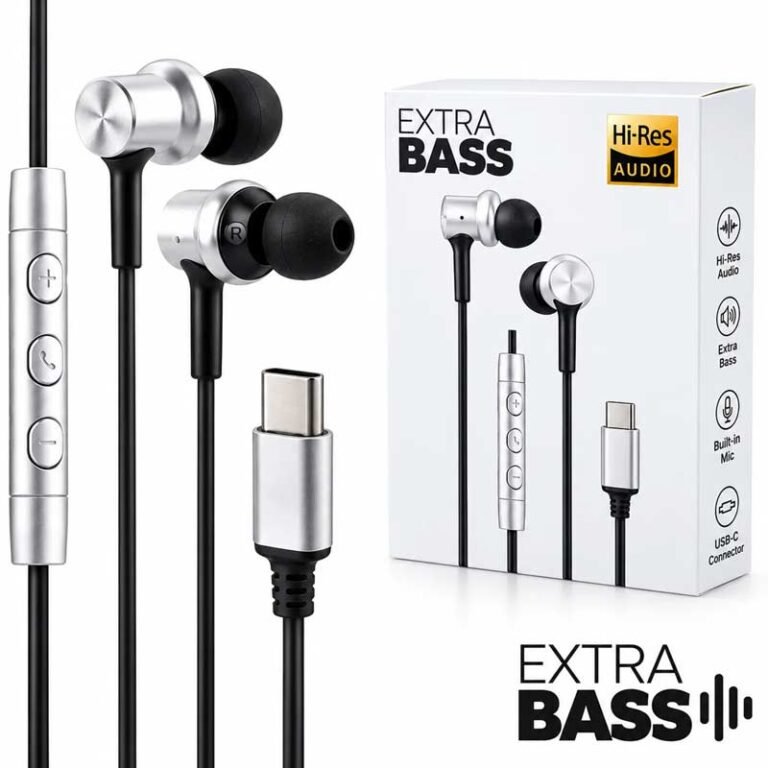 Жичени слушалки - Extra BASS - USB Type-C - Сиви